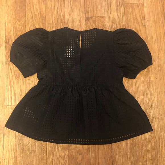 Maeve Puff Short Sleeve Babydoll Blouse in Black Size XS - Picture 7 of 13